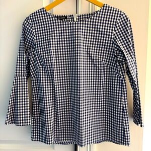 Blue and White Gingham Top by Baukjen UK, size 6.